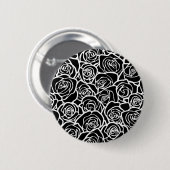 Niedliche Vintage Schwarz-Weiß-Rosen Button (Vorne & Hinten)
