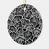 Niedliche Vintage Schwarz-Weiß-Rosen Keramikornament (Links)