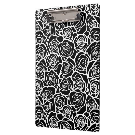 Niedliche Vintage Schwarz-Weiß-Rosen Klemmbrett (Links)