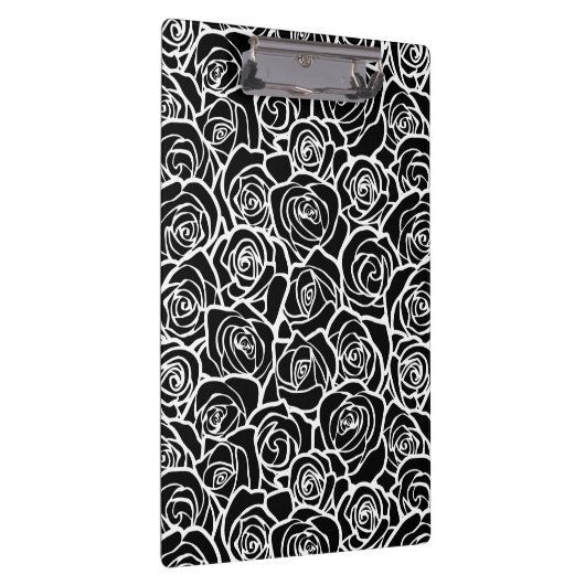 Niedliche Vintage Schwarz-Weiß-Rosen Klemmbrett (Rechts)