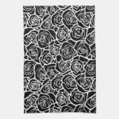 Niedliche Vintage Schwarz-Weiß-Rosen Küchentuch (Vertikal)