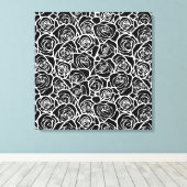 Niedliche Vintage Schwarz-Weiß-Rosen Leinwanddruck (Insitu (Holzboden))