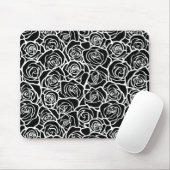 Niedliche Vintage Schwarz-Weiß-Rosen Mousepad (Mit Mouse)