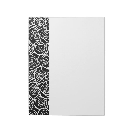 Niedliche Vintage Schwarz-Weiß-Rosen Notizblock (Rotiert)