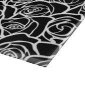 Niedliche Vintage Schwarz-Weiß-Rosen Schneidebrett (Ecke)