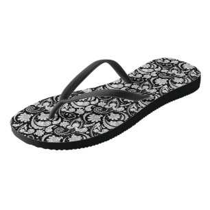 Niedliche Vintage Schwarz-weiße Paisley-Muster Badesandalen