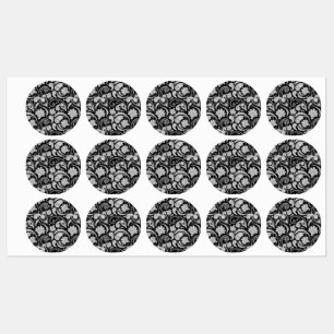 Niedliche Vintage Schwarz-weiße Paisley-Muster Etiketten
