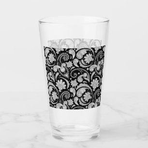 Niedliche Vintage Schwarz-weiße Paisley-Muster Glas