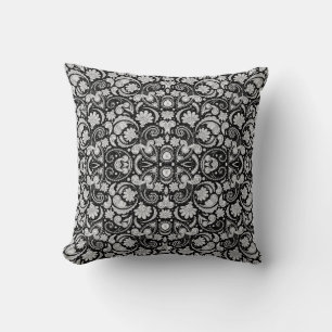 Niedliche Vintage Schwarz-weiße Paisley-Muster Kissen