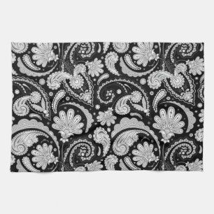 Niedliche Vintage Schwarz-weiße Paisley-Muster Küchentuch