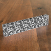 Niedliche Vintage Schwarz-weiße Paisley-Muster Namensplakette (Seite)