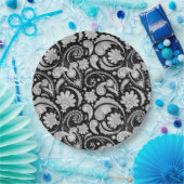 Niedliche Vintage Schwarz-weiße Paisley-Muster Pappteller (Party)