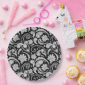 Niedliche Vintage Schwarz-weiße Paisley-Muster Pappteller (Party)