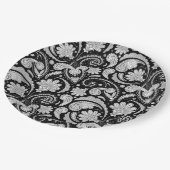 Niedliche Vintage Schwarz-weiße Paisley-Muster Pappteller (Schrägansicht)