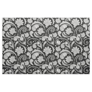 Niedliche Vintage Schwarz-weiße Paisley-Muster Stoff