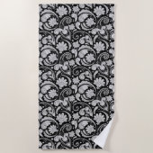 Niedliche Vintage Schwarz-weiße Paisley-Muster Strandtuch (Vorderseite)