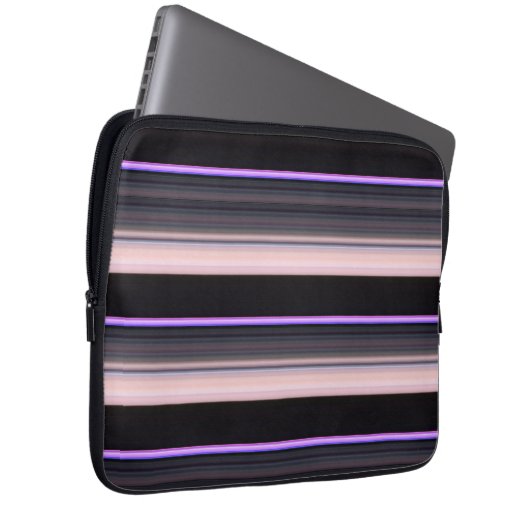 Niedliche Vintage schwarze Streifen Laptopschutzhülle (Vorne Rechts)