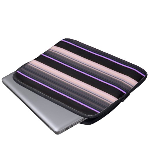 Niedliche Vintage schwarze Streifen Laptopschutzhülle (Vorne Knopf)