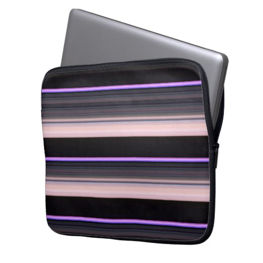 Niedliche Vintage schwarze Streifen Laptopschutzhülle (Vorderseite Links)