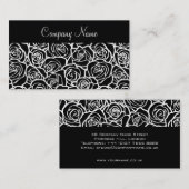 Niedliche Vintage Schwarzweiss-Rosen Visitenkarte (Vorne/Hinten)