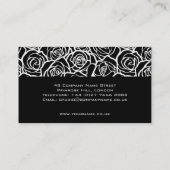Niedliche Vintage Schwarzweiss-Rosen Visitenkarte (Rückseite)