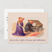 Niedliche Vintage Schweine im Konzert - Einladung (Vorne/Hinten)