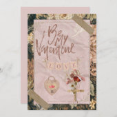 Niedliche Vintage Scrapbook Valentinstag-Karte Feiertagskarte (Vorne/Hinten)