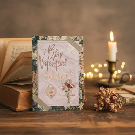 Niedliche Vintage Scrapbook Valentinstag-Karte Feiertagskarte