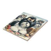 Niedliche Vintage Shih-Tzu-Malerei Fliese (Seite)
