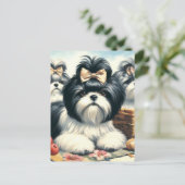 Niedliche Vintage Shih-Tzu-Malerei Postkarte (Stehend Vorderseite)