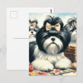 Niedliche Vintage Shih-Tzu-Malerei Postkarte (Vorne/Hinten)