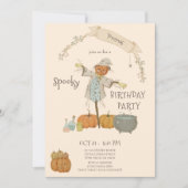 Niedliche Vintage Skarektur halloween Bash Geburts Einladung (Vorderseite)