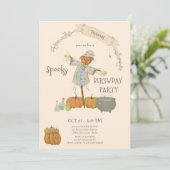 Niedliche Vintage Skarektur halloween Bash Geburts Einladung (Stehend Vorderseite)