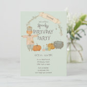 Niedliche Vintage Skarektur halloween Bash Geburts Einladung (Stehend Vorderseite)