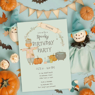 Niedliche Vintage Skarektur halloween Bash Geburts Einladung