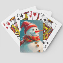 Niedliche Vintage Snowman Classic Spielkarten