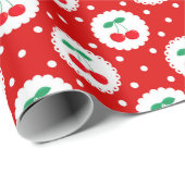 Niedliche Vintage Sommerkirschen in hellrot Geschenkpapier (Rolleneckpunkt)