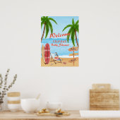 Niedliche Vintage Strandsurfing Kinderdusche Empfa Poster (Küche)