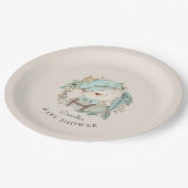 Niedliche Vintage Teddy Bear Babydusche für Jungen Pappteller (Schrägansicht)