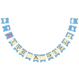 Niedliche Vintage Teddy Bear Pilot Girl Baby Dusch Wimpelkette