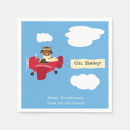 Niedliche Vintage Teddy Bear Pilot Kinderdusche Serviette (Vorderseite)