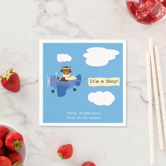 Niedliche Vintage Teddybären-Pilot Kinderdusche Serviette (Beispiel)