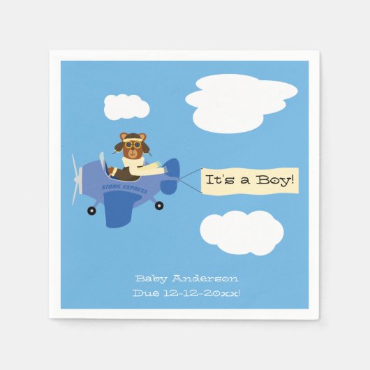 Niedliche Vintage Teddybären-Pilot Kinderdusche Serviette (Vorderseite)