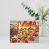 Niedliche Vintage Türkei Fall Erntedank Postkarte (Stehend Vorderseite)