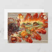 Niedliche Vintage Türkei Fall Erntedank Postkarte (Vorne/Hinten)