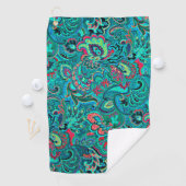 Niedliche Vintage türkisfarbene Blumenkuppeln Golfhandtuch (Insitu)