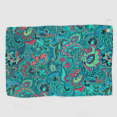 Niedliche Vintage türkisfarbene Blumenkuppeln Golfhandtuch (Horizontal)