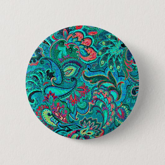 Niedliche Vintage türkisfarbene Blüte Button (Vorderseite)
