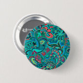 Niedliche Vintage türkisfarbene Blüte Button (Vorne & Hinten)