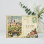 Niedliche Vintage UAWG Wedding RSVP Karte (Stehend Vorderseite)